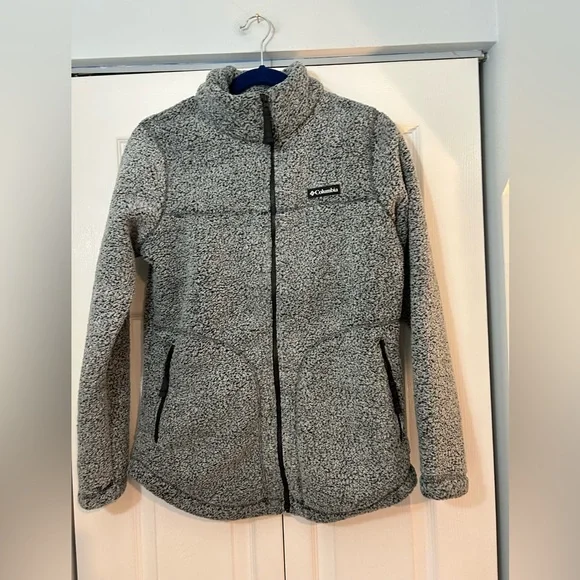 Columbia Sherpa Fleece Jacket Womens Medium Gray Full Zip Cozy Outdoor - Picture 3 of 7